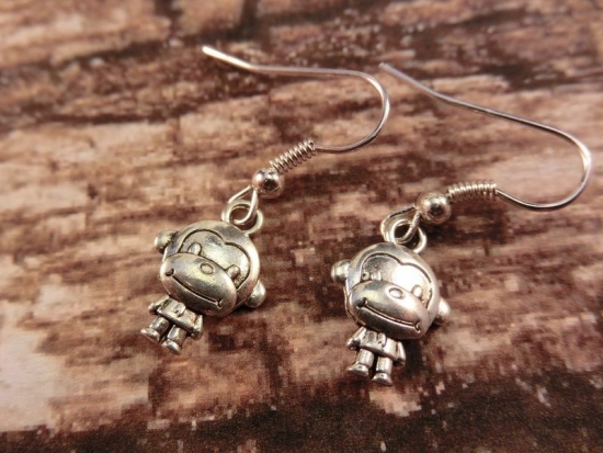 Affe Ohrringe Vintage Optik Äffchen Orang Utan